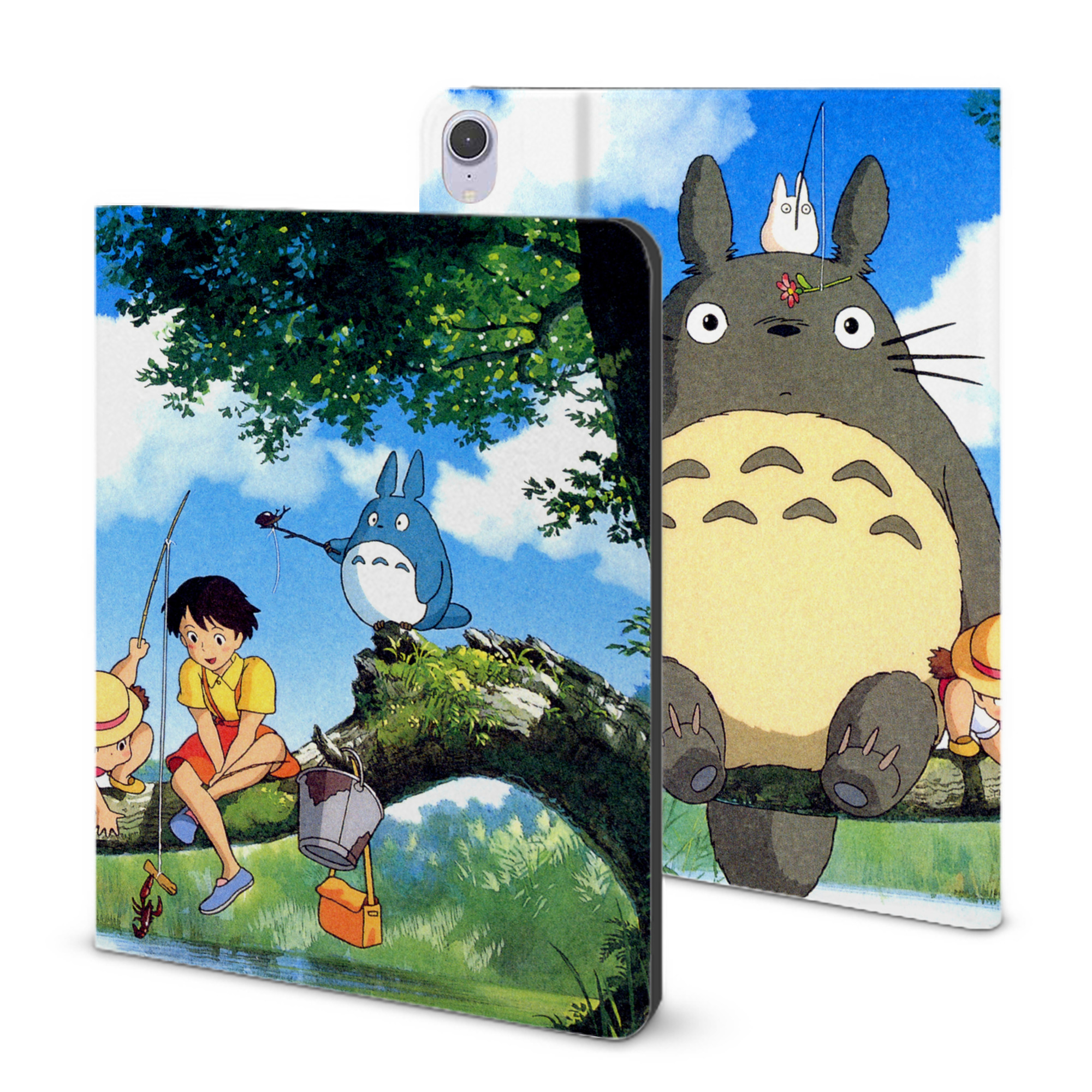 （画像用） となりのトトロ 草壁メイ 草壁サツキ My Neighbor Totoro Satsuki Kusakabe Mei Kusakabe IPad ケース ブック型 PUレザー TPU 耐衝撃 軽量 薄型 ペン収納なし 全面保護 IPad 各モデル対応